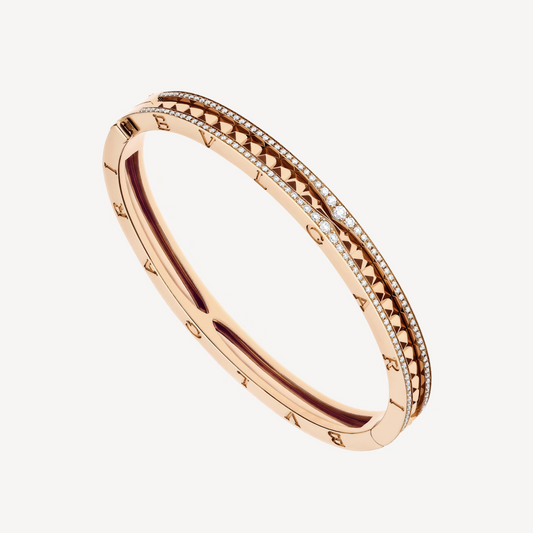 [Revel]ZERO 1 SPIRAL AND PAVED DIAMOND PINK GOLD BRACELET