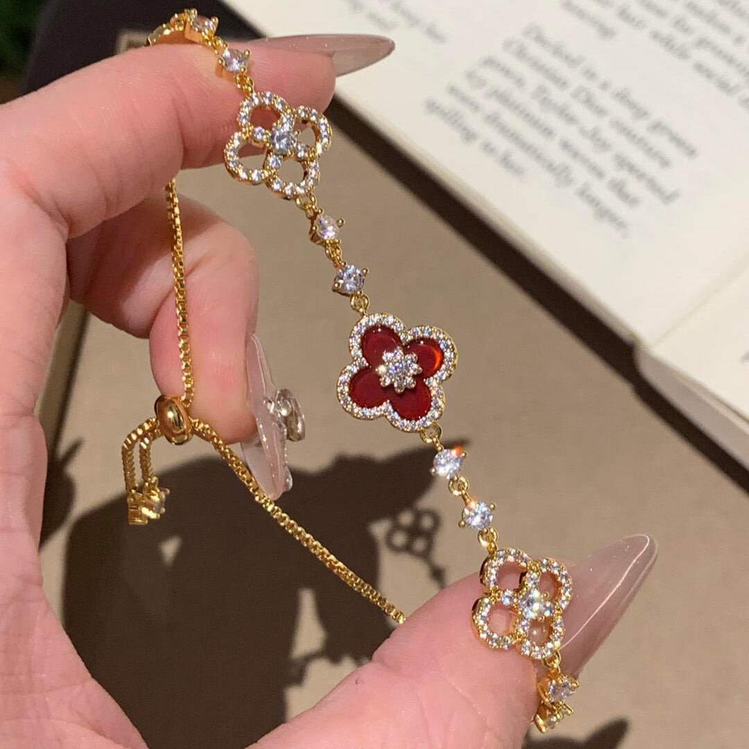 [Revel Jewelry]CLOVER 5 MOTIF PINK BLUE RED WHITE BRACELET