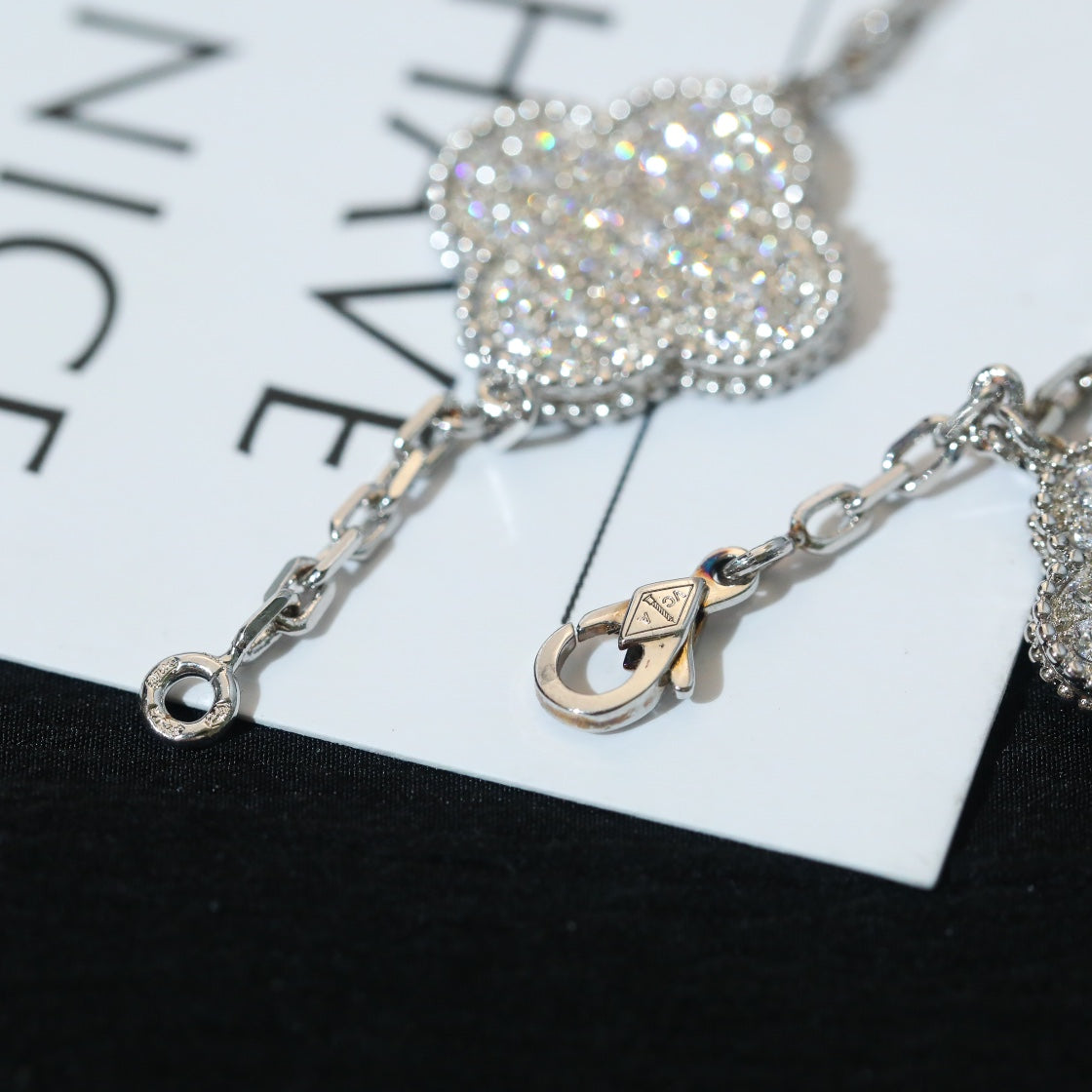 [Revel Jewelry]クローバー ブレスレット 5モチーフ シルバー ダイヤモンドパヴェ