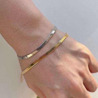 [Revel Jewelry]Flat Snake Bone Chain Blade Necklace