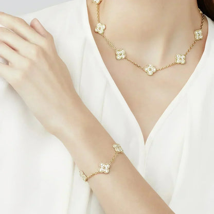 [Revel Jewelry] CLOVER 5 MOTIF FULL DIAMOND BRACELET COLLECTION