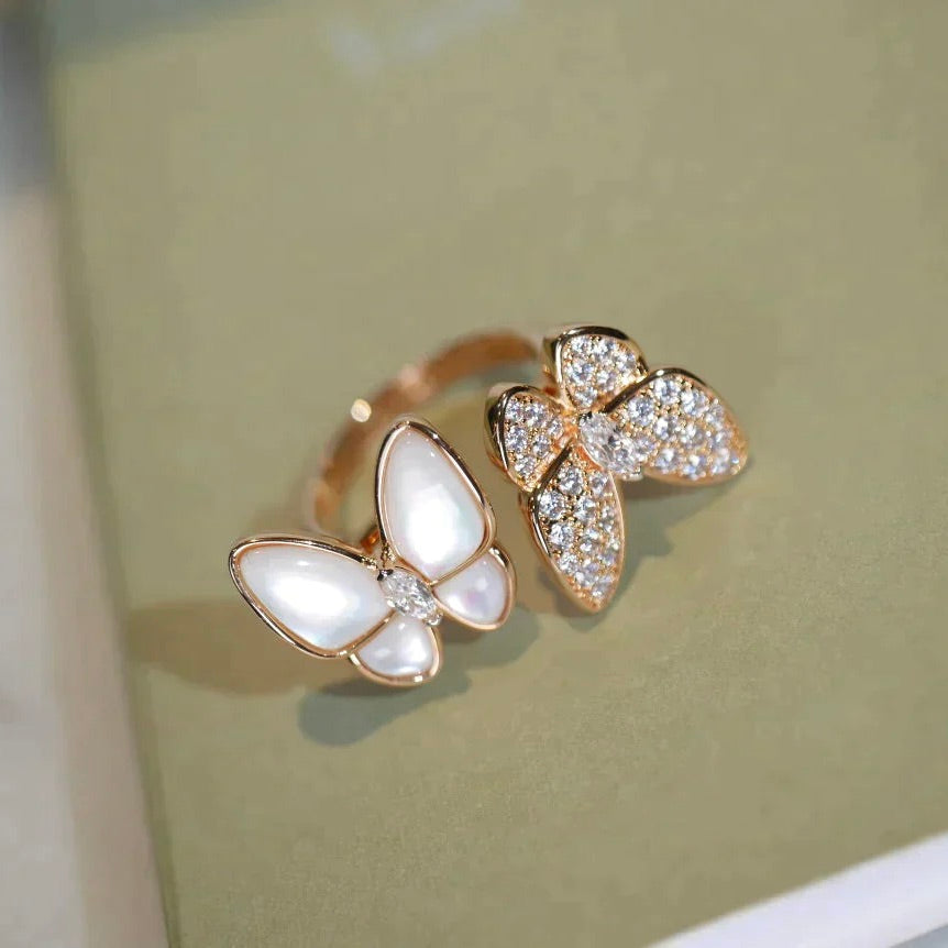 [Revel Jewelry]TWIN BUTTERFLY DIAMOND MOP RING