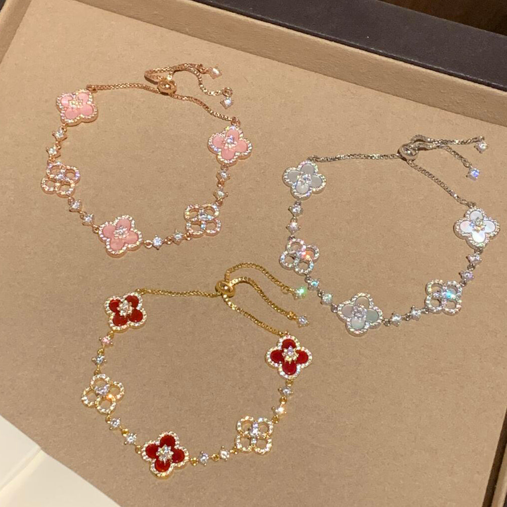 [Revel Jewelry]CLOVER 5 MOTIF PINK BLUE RED WHITE BRACELET