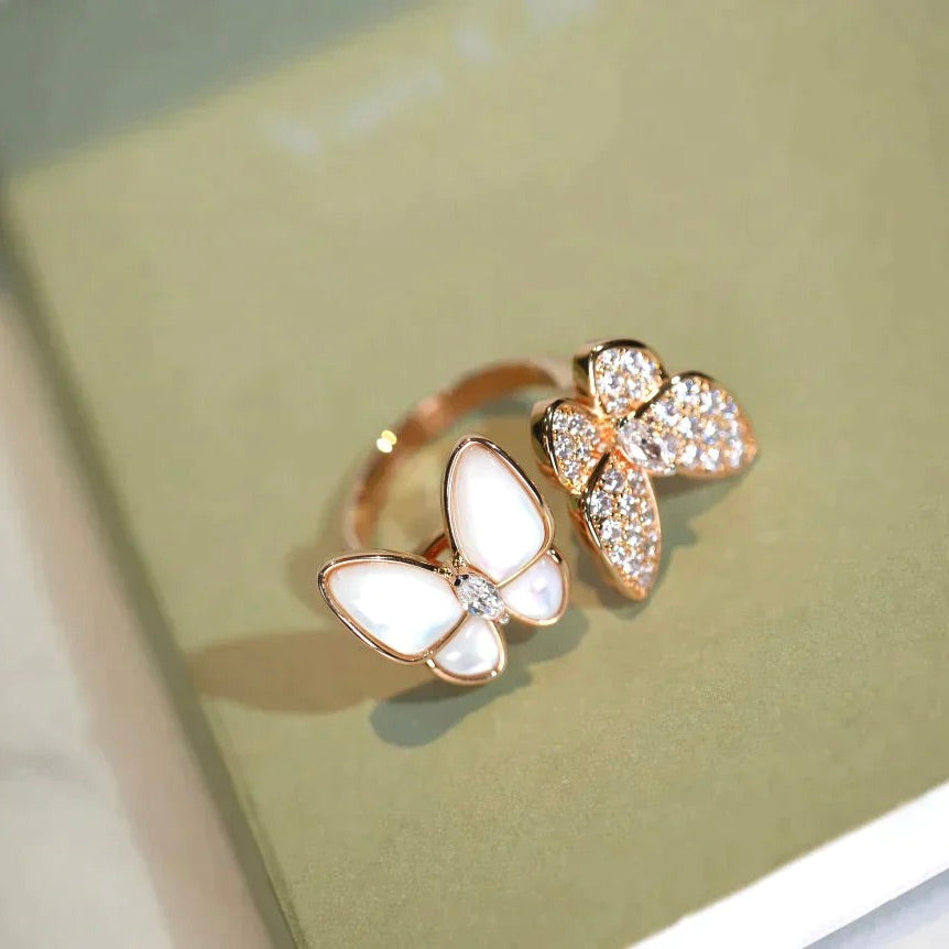 [Revel Jewelry]TWIN BUTTERFLY DIAMOND MOP RING