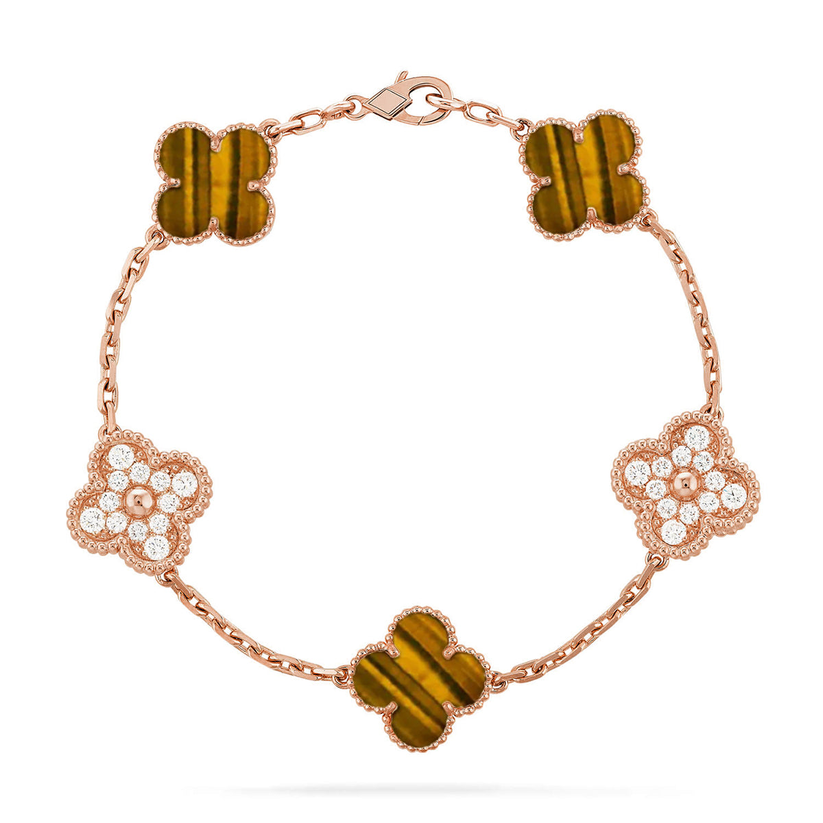 [Revel Jewelry] CLOVER 5 MOTIFS TIGER EYE BRACELET COLLECTION