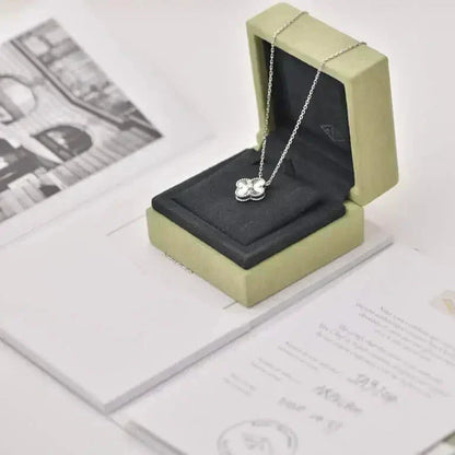 [Revel Jewelry]CLOVER  15MM DIAMOND LASER NECKLACE SILVER