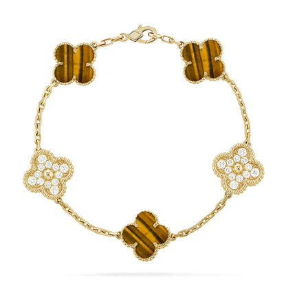 [Revel Jewelry] CLOVER 5 MOTIFS TIGER EYE BRACELET COLLECTION