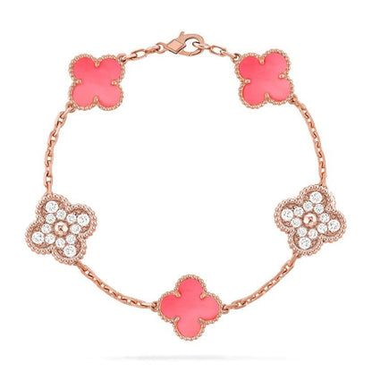 [Revel Jewelry] CLOVER 5 MOTIFS  PINK MOP BRACELET COLLECTION