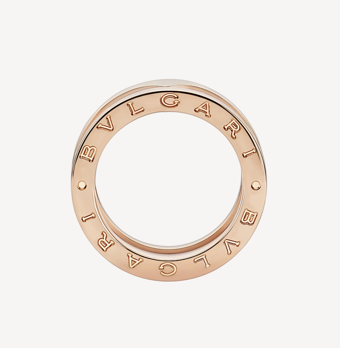 [Revel]ZERO 1 TWO-BAND LOOPS AND WHITE CERAMIC SPIRAL PINK GOLD RING
