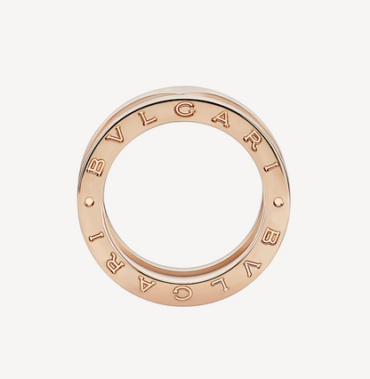 [Revel]ZERO 1 TWO-BAND LOOPS AND WHITE CERAMIC SPIRAL PINK GOLD RING