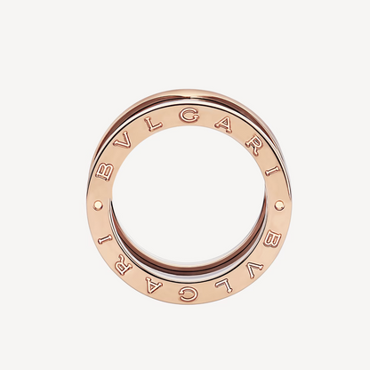 [Revel]ZERO 1 FOUR-BAND LOOPS AND BLACK CERAMIC SPIRAL PINK GOLD RING