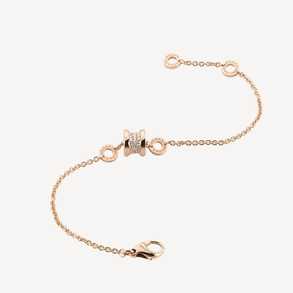 [Revel]ZERO 1 SOFT PINK GOLD WITH PAVED DIAMONDS ON THE SPIRAL BRACELET