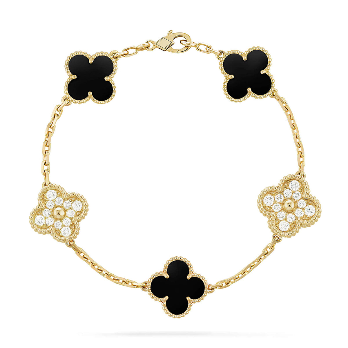 [Revel Jewelry] CLOVER 5 MOTIF ONYXS BRACELET COLLECTION