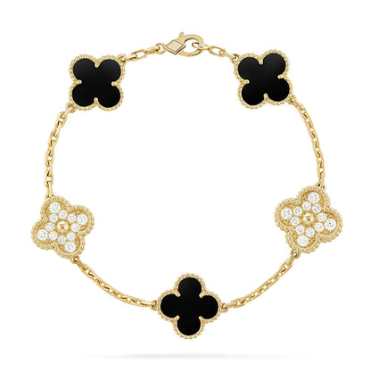 [Revel Jewelry] CLOVER 5 MOTIF ONYXS BRACELET COLLECTION