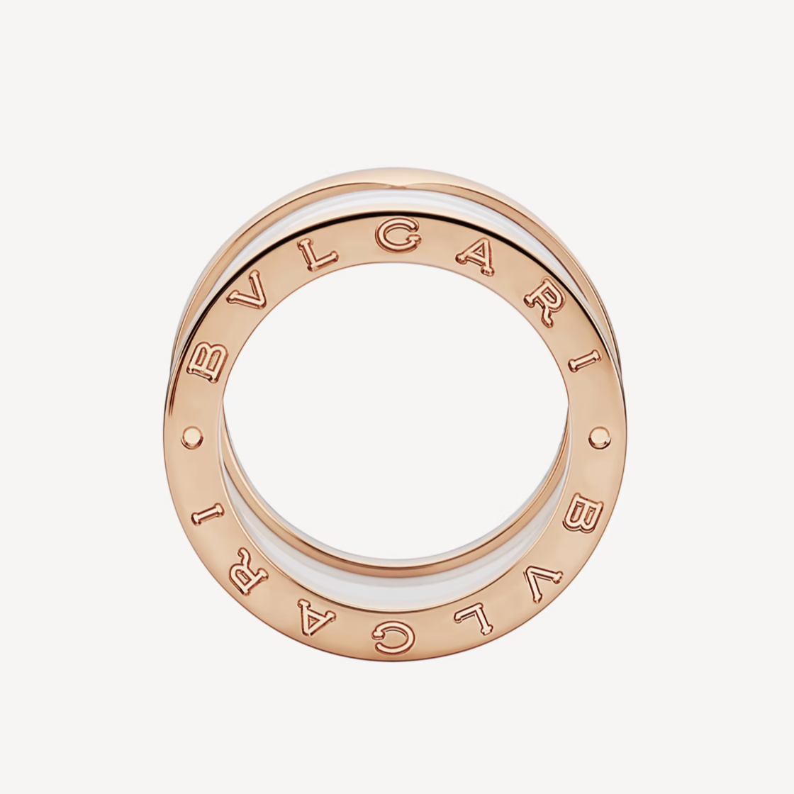 [Revel]ZERO 1 FOUR-BAND LOOPS AND WHITE CERAMIC SPIRAL PINK GOLD RING
