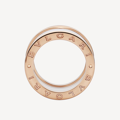 [Revel]ZERO 1 FOUR-BAND LOOPS AND WHITE CERAMIC SPIRAL PINK GOLD RING