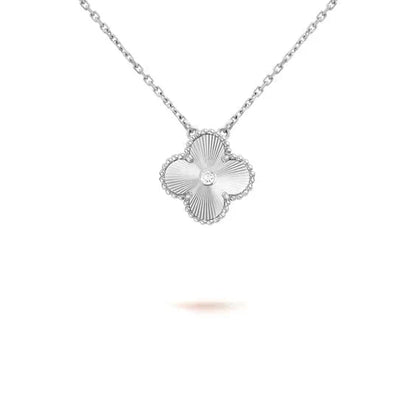 [Revel Jewelry]CLOVER  15MM DIAMOND LASER NECKLACE SILVER