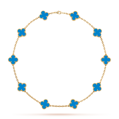 [Revel Jewelry]CLOVER 10 MOTIFS BLUE AGATE NECKLACE