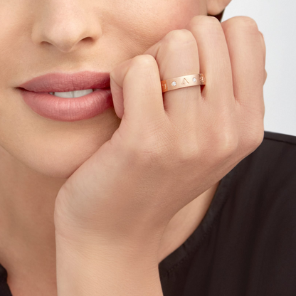 [Revel]ZERO 1 ESSENTIAL PINK GOLD BAND WITH DIAMONDS RING