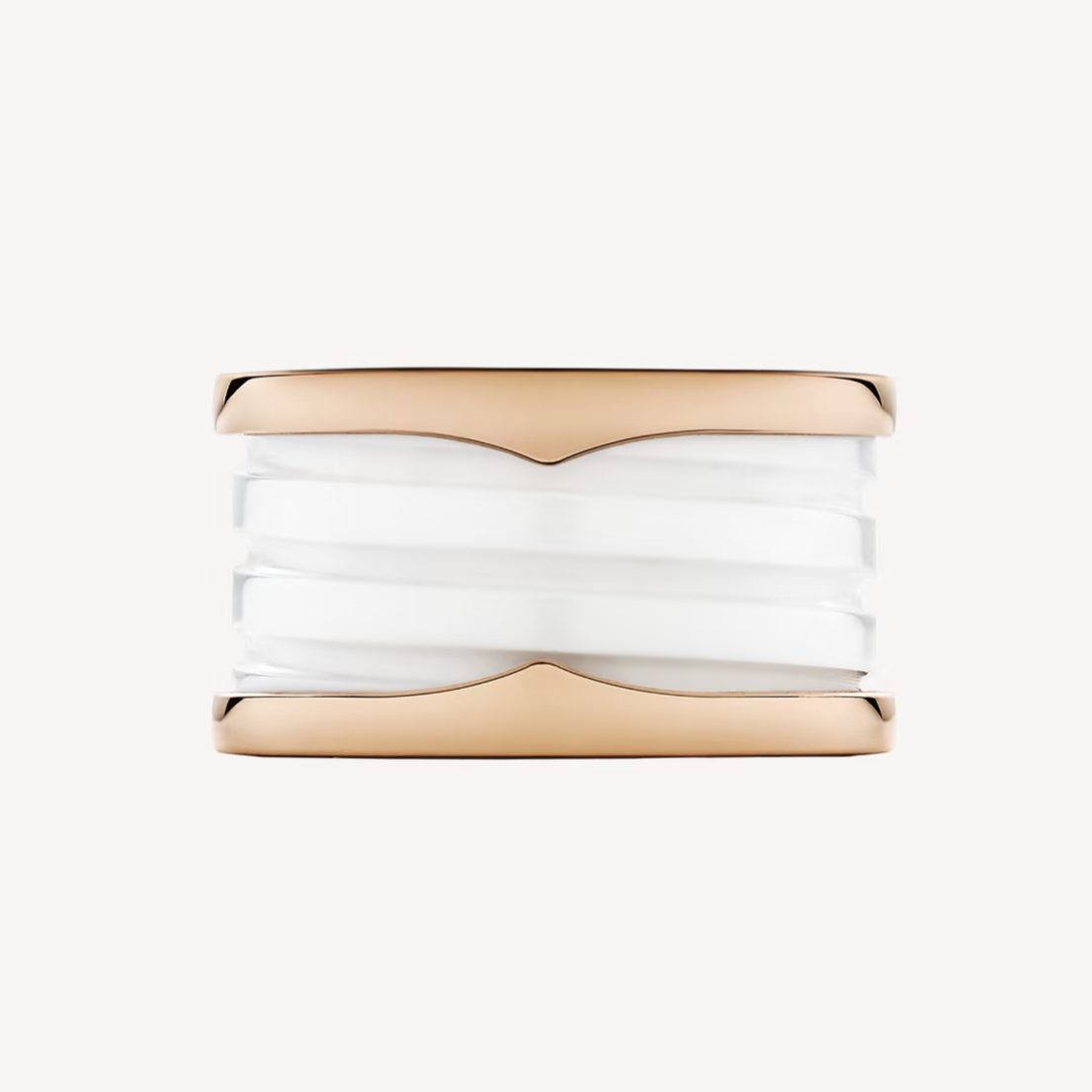 [Revel]ZERO 1 FOUR-BAND LOOPS AND WHITE CERAMIC SPIRAL PINK GOLD RING