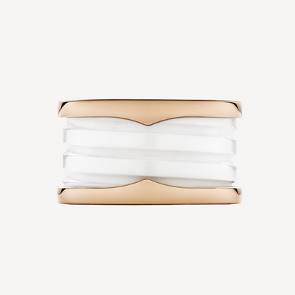 [Revel]ZERO 1 FOUR-BAND LOOPS AND WHITE CERAMIC SPIRAL PINK GOLD RING
