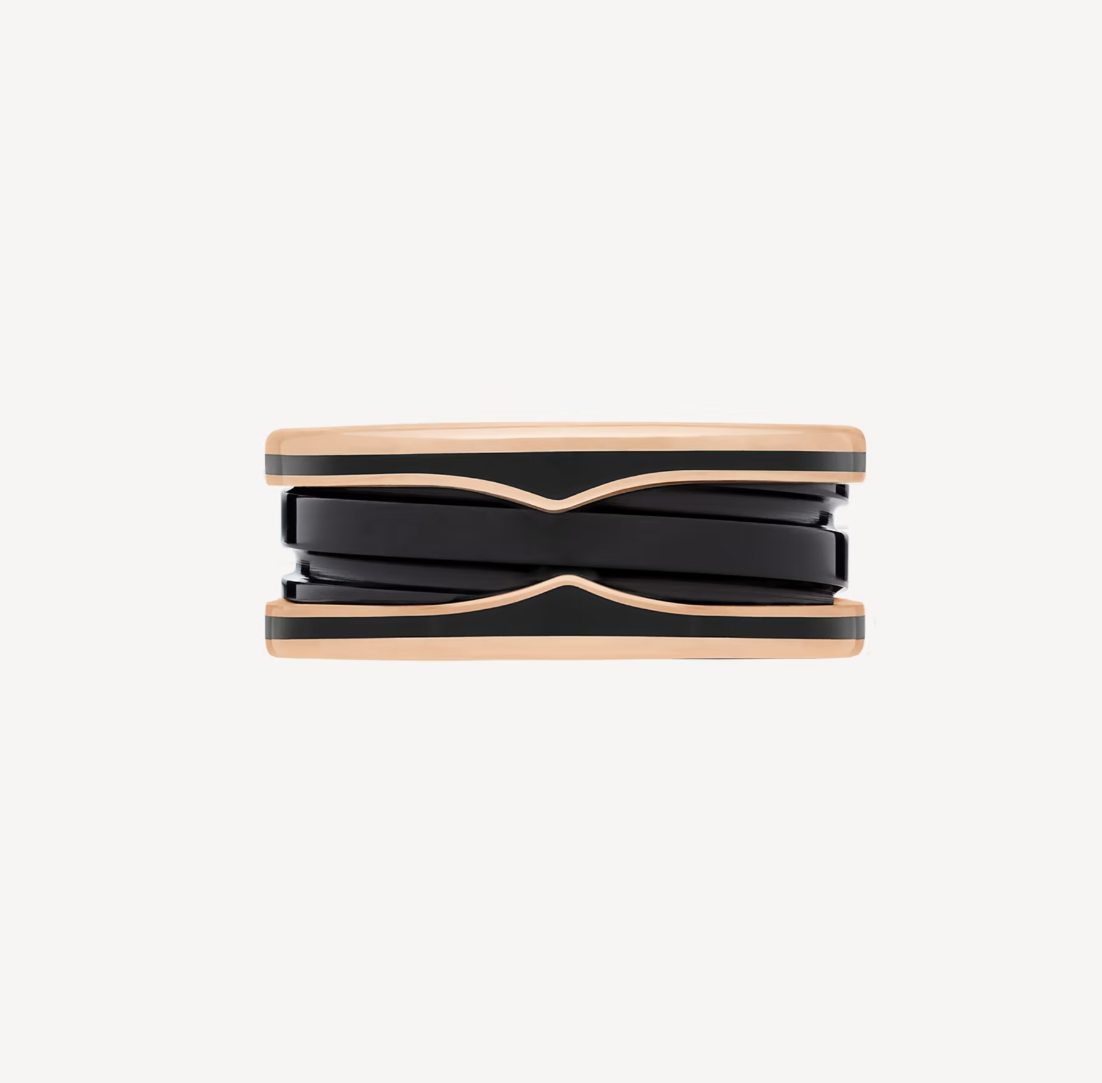 [Revel]ZERO 1 TWO-BAND WITH MATTE BLACK CERAMIC PINK GOLD RING