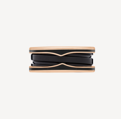 [Revel]ZERO 1 TWO-BAND WITH MATTE BLACK CERAMIC PINK GOLD RING