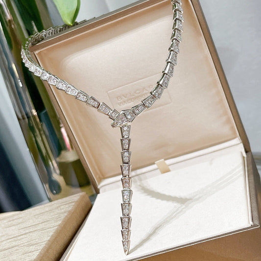 [Revel]BV SERPENTI VIPER SERIES FULL PAVE DIAMOND NECKLACE