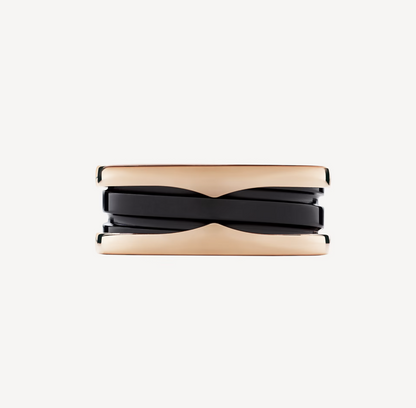 [Revel]ZERO 1 TWO-BAND LOOPS AND BLACK CERAMIC PINK GOLD RING