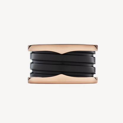 [Revel]ZERO 1 FOUR-BAND LOOPS AND BLACK CERAMIC SPIRAL PINK GOLD RING