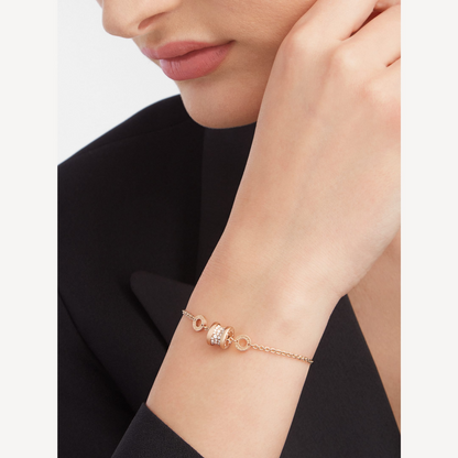 [Revel]ZERO 1 SOFT PINK GOLD WITH PAVED DIAMONDS ON THE SPIRAL BRACELET