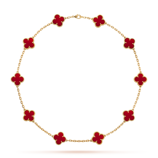 [Revel Jewelry]CLOVER 10 MOTIFS CARNELIAN NECKLACE