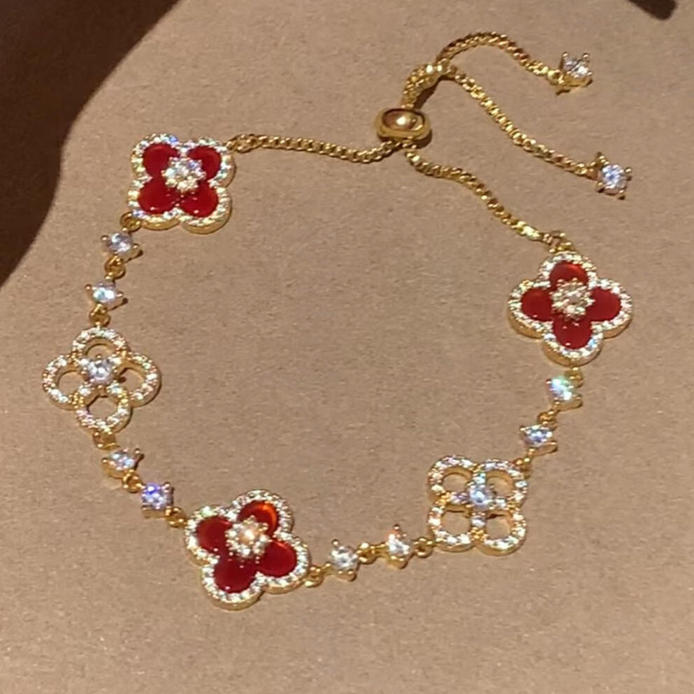 [Revel Jewelry]CLOVER 5 MOTIF PINK BLUE RED WHITE BRACELET