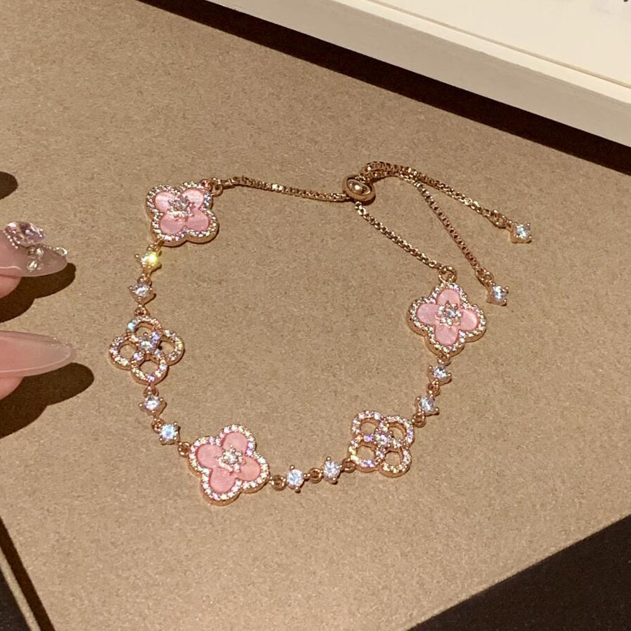 [Revel Jewelry]CLOVER 5 MOTIF PINK BLUE RED WHITE BRACELET