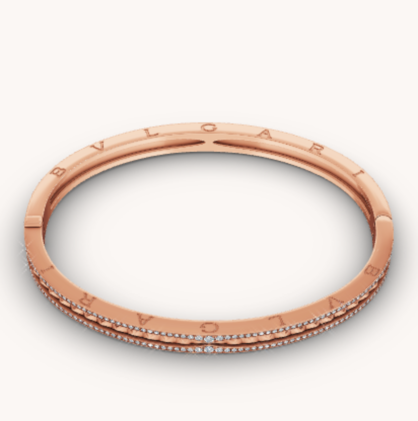 [Revel]ZERO 1 SPIRAL AND PAVED DIAMOND PINK GOLD BRACELET