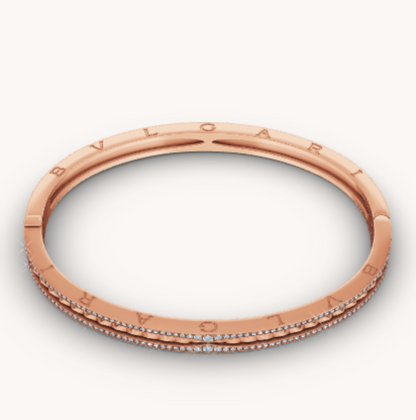 [Revel]ZERO 1 SPIRAL AND PAVED DIAMOND PINK GOLD BRACELET