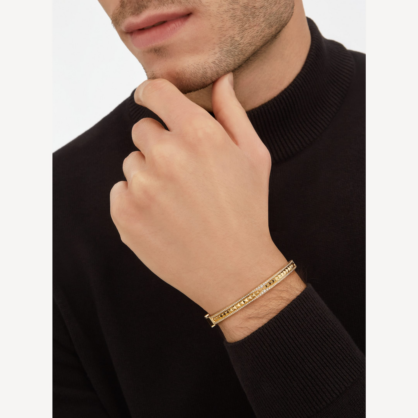 [Revel]ZERO 1 SPIRAL AND PAVED DIAMOND GOLD BRACELET