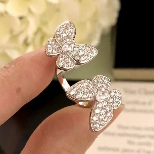 [Revel Jewelry]TWIN SILVER BUTTERFLY DIAMOND RING
