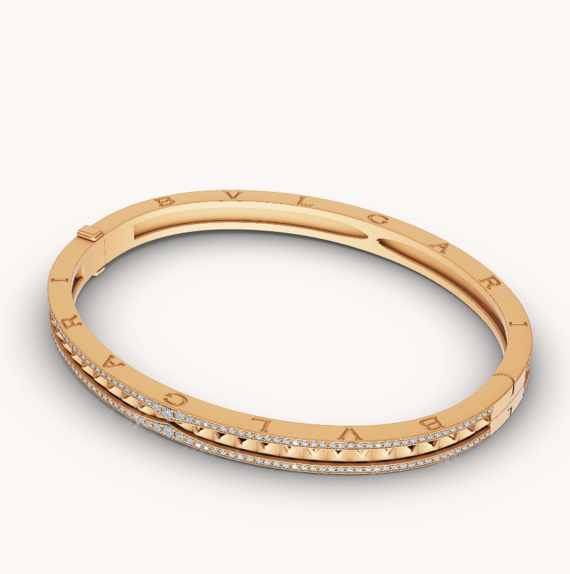 [Revel]ZERO 1 SPIRAL AND PAVED DIAMOND GOLD BRACELET