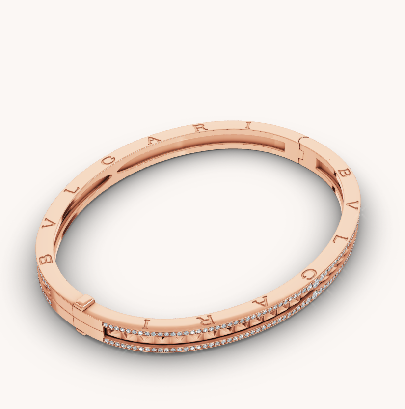 [Revel]ZERO 1 SPIRAL AND PAVED DIAMOND PINK GOLD BRACELET