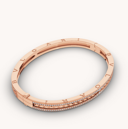 [Revel]ZERO 1 SPIRAL AND PAVED DIAMOND PINK GOLD BRACELET