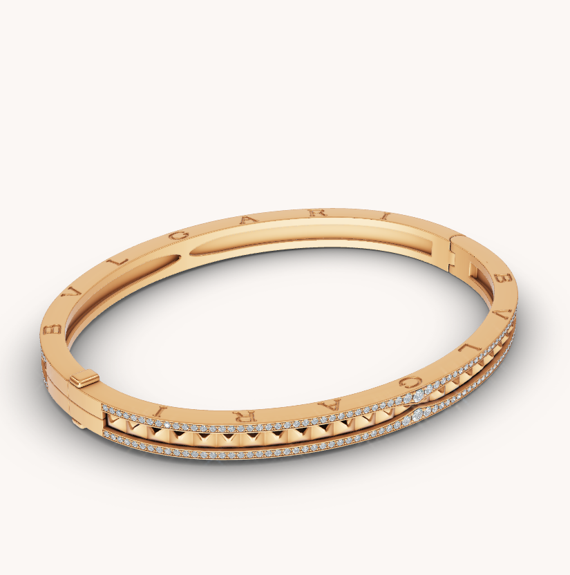 [Revel]ZERO 1 SPIRAL AND PAVED DIAMOND GOLD BRACELET