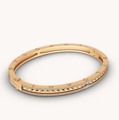 [Revel]ZERO 1 SPIRAL AND PAVED DIAMOND GOLD BRACELET