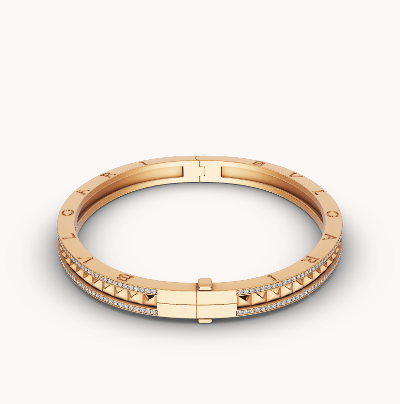 [Revel]ZERO 1 SPIRAL AND PAVED DIAMOND GOLD BRACELET