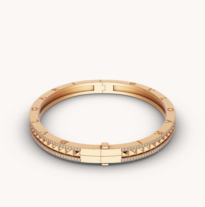 [Revel]ZERO 1 SPIRAL AND PAVED DIAMOND GOLD BRACELET