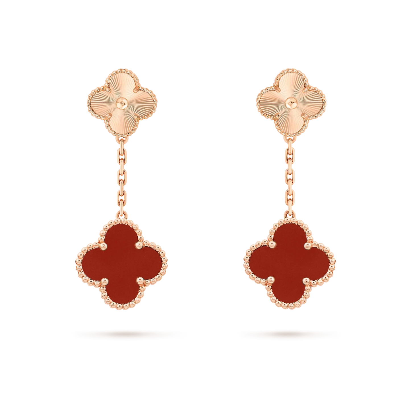[Revel Jewelry]CLOVER 2 MOTIF  LASER CARNELIAN EARRINGS