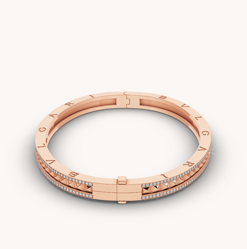 [Revel]ZERO 1 SPIRAL AND PAVED DIAMOND PINK GOLD BRACELET