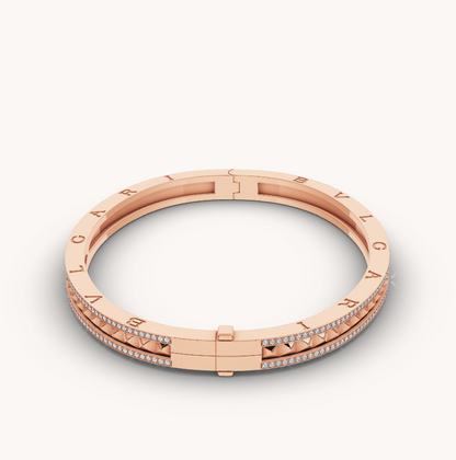[Revel]ZERO 1 SPIRAL AND PAVED DIAMOND PINK GOLD BRACELET
