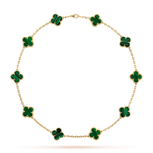 [Revel Jewelry]CLOVER 10 MOTIFS MALACHITE NECKLACE