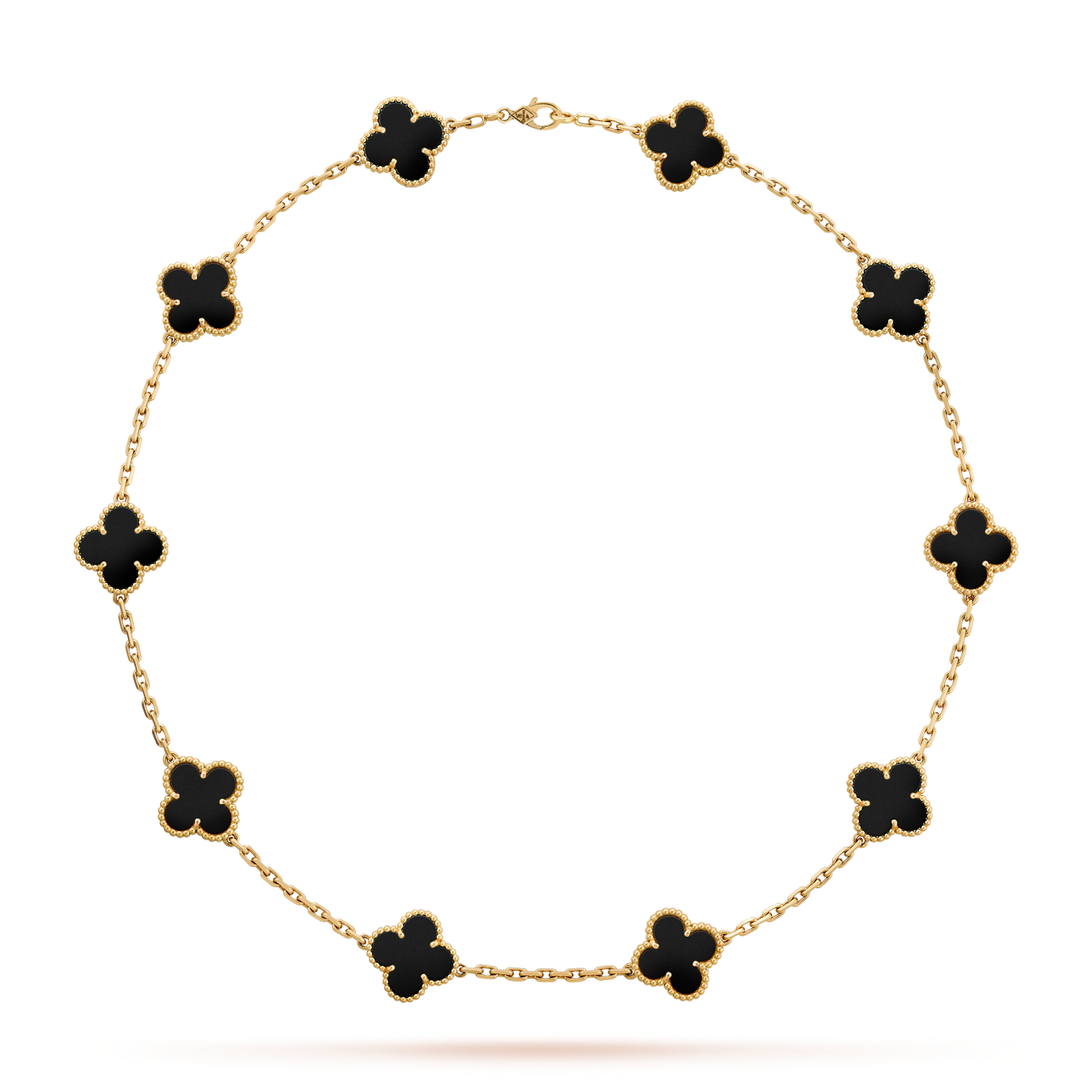 [Revel Jewelry]CLOVER 10 MOTIFS ONYX NECKLACE